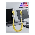 online shopping dsg store 65W Hızlı Şarj 4’ü 1 Arada Spiral Çoklu Şarj Kablosu