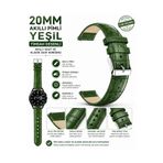 onlinekordon 20mm Yeşil Krokodil Baskılı Deri Saat Kordonu Akıllı Pimli 46mm Saat Uyumlu Kayış