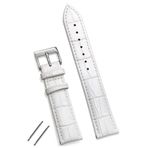 onlinekordon Fossil 20mm Saat Uyumlu Beyaz Renk Croco Baskılı Deri Saat Kordonu Kayışı