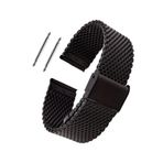 onlinekordon Fossil 20mm Saat Uyumlu Siyah Renk Kilitli Çelik Hasır Saat Kordonu