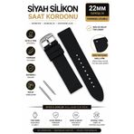onlinekordon Fossil Saat Uyumlu 22mm Siyah Silikon Saat Kordonu Kayışı