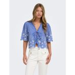 Onlmıffy S/S Emb Tıe Top Noos Wvn Kadın Mavi Bluz - 15364399