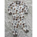 Önlüklü Köpek Desenli Çıtçıtlı Pijama Takımı - Kahverengi - 1 Yaş