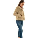 Only 15295423 Newvıda Lıfe Tuylu 2 Sus Cep Onden Cıtcıtlı Pelus Kısa Mont - Krem - XL