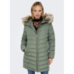 Only Açık Yeşil Kadın Kaban Onlellan Quılted Hood Fur Coat cc O - XS