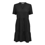 ONLY Bayan Elbise ONLTIRI-Caro S/S V Yaka LIN Dress CC PNT, Siyah, XL