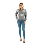ONLY Bayan Onlrosie Ls O-Neck Glitter KNT kazak, Orta gri melanj/desen: gümüş parıltı, L