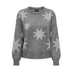 ONLY Bayan Onlrosie Ls O-Neck Glitter KNT kazak, Orta gri melanj/desen: gümüş parıltı, M