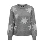 ONLY Bayan Onlrosie Ls O-Neck Glitter KNT kazak, Orta gri melanj/desen: gümüş parıltı, S