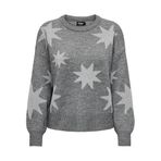 ONLY Bayan Onlrosie Ls O-Neck Glitter KNT kazak, Orta gri melanj/desen: gümüş parıltı, XS