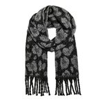 ONLY Bayan Onlsylvia Life Pattern Scarf Cc şal (100'lü paket), Siyah/AOP: LEO AOP, Ölçü Birimi