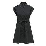 ONLY Belden Bağlamalı Pamuk Elbise, XS, 15348203, Black, Kadın