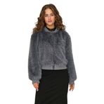 ONLY Faux Fur Bomber Mont, XS, 5003296273, Antrasit, Kadın