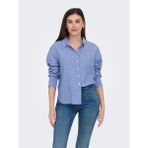 Only Jdy Bayan Çizgili Pamuklu Uzun Kollu Gömlek 15345487 - XL - Mavi