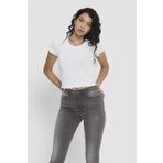 Only Kadın Beyaz Kısa Kollu Fırfırlı Crop T-Shirt ONLEMMA 15201206
