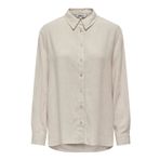 ONLY Kadın Gömlek ONLSIESTA L/S LINEN BL OVS SHIRT PNT Kırık Beyaz S