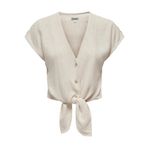 ONLY Kadın Gömlek ONLSIESTA SS KNOT LIN BL SHIRT PNT NOOS Kırık Beyaz L