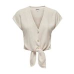 ONLY Kadın Gömlek ONLSIESTA SS KNOT LIN BL SHIRT PNT NOOS Kırık Beyaz S