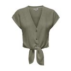 ONLY Kadın Gömlek ONLSIESTA SS KNOT LIN BL SHIRT PNT NOOS Koyu Yosun Yeşili L