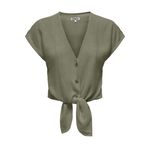 ONLY Kadın Gömlek ONLSIESTA SS KNOT LIN BL SHIRT PNT NOOS Koyu Yosun Yeşili S