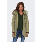 Only Kadın Haki 15304625 Onlırıs Kapüşonlu Parka Uzun Kol %100 Polyester Düz Desenli Midi - XS