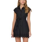 ONLY Kadın Kısa Elbise ONLLOU LIFE EMB S/S SHIRT DRESS PTM Siyah M