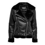 ONLY Kadın Onlagnete Suni Deri Biker JKT OTW Denim Ceket (2'li Paket), Siyah, M
