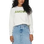ONLY Kadın ONLANA L/S EMBROIDERY O-NECK BOX SWT Sweatshirt, Kirli Beyaz, S
