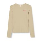 ONLY Kadın ONLBETTY L/S O-NECK TOP BOX CC JRS Tişört Koyu Bej M