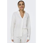 Only Kadın Onlcaro Desenli Keten Beyaz Gömlek -15338802 - XS