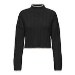 ONLY Kadın Onlchick Stitch Ls Highneck Pull KNT kazak, Siyah/Detay: Pumice Stone, XL
