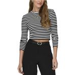 ONLY Kadın ONLELINA L/S CROPPED TOP JRS Tişört, Kirli Beyaz, XS