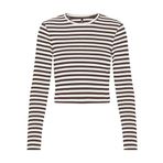 ONLY Kadın ONLELINA L/S CROPPED TOP JRS Tişört, Koyu Kahve, S