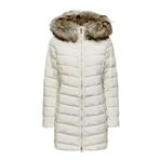 ONLY Kadın ONLELLAN QUILT HOOD FUR COAT LIFE CC OTW Dış Giyim, Kirli Beyaz, XS