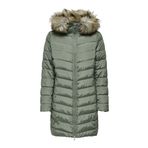 ONLY Kadın ONLELLAN QUILT HOOD FUR COAT LIFE CC OTW Dış Giyim, Yeşil, S