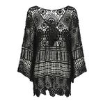 ONLY Kadın ONLFLORENCE CROCHET KAFTAN DRESS Elbise, Black, L-XL