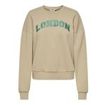 ONLY Kadın Onljolana L/S Glitter O-Neck SWT Sweatshirt, Humus/Baskı: Londra, M