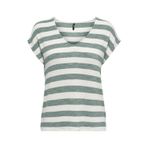 ONLY Kadın ONLLIRA Life S/S V Yaka TOP JRS Tişört, Chinois Green/Stripes:Cloud Dancer, XS, Chinois Green/Stripes: Cloud Dancer, XS