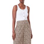 ONLY Kadın Onllivelove Button Detail Cropped Sl Top T-Shirt & Tops, Beyaz, XS