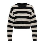 ONLY Kadın ONLMALAVI L/S CROPPED PULLOVER KNT NOOS Kazak, Black Stripes:WIDE/PUMICE STONE, XL