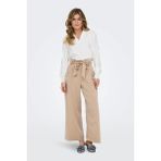 Only Kadın Onlmarsa Rahat Kalıp Belden Bağlamalı Pantolon 15269628 Bej - XL