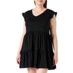 ONLY, Kadın, ONLMAY CAP SLEEV FRIL DRESS JRS NOOS, Elbise, Siyah, S