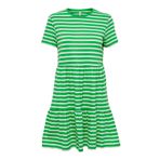 ONLY Kadın Onlmay S/S O-Neck Peplum Dress Box JRS Elbise, Kelly Green/Stripes: cloud dancer (Dina), S