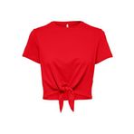 ONLY Kadın Onlmay S/S Short Düğümlü Top Box JRS Tişört, kırmızı (High Risk Red), XS