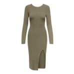 ONLY Kadın ONLMEDDI LS RIB O-NECK DRESS CC KNT Elbise Toprak Rengi S