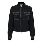 ONLY Kadın ONLMETTE SHORT CONTRAST LS SHIRT WVN Gömlek, Siyah, S