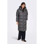 Only Kadın Onlmontana Kapüşonlu Uzun Şişme Mont 15226559 Gri - S