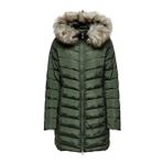 ONLY Kadın ONLNEWELLAN QUILTED HOOD FUR COAT CC OTW Ceket Gündelik, Gri , XS