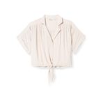 ONLY Kadın Onlpaula Life S/S Kravat Tişört WVN Noos Kısa Kollu Bluz, Gri, S EU, Gri, S