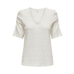 ONLY Kadın Onlrosa S/S V Yaka Puff Top JRS Tişört, Beyaz, XS